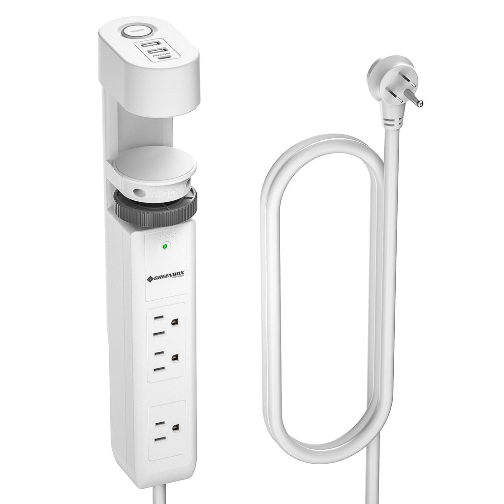 CRST Desk Clamp Power Strip | 3 Outlets + 3 USB (20W USB-C PD), 1020J Surge Protector, No-Drill Mount, 45° Flat Plug, 6ft Cord