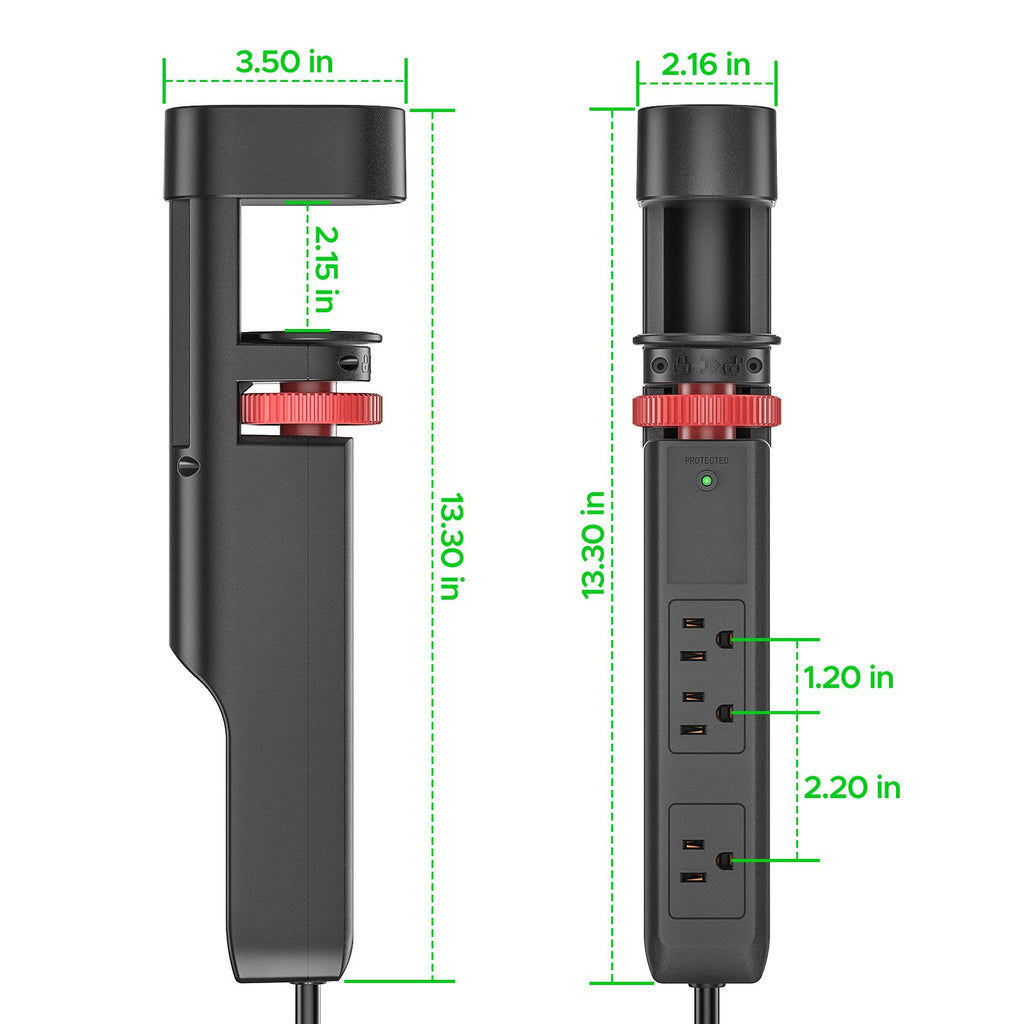 CRST Desk Clamp Power Strip | 3 Outlets + 3 USB (20W USB-C PD), 1020J Surge Protector, No-Drill Mount, 45° Flat Plug, 6ft Cord